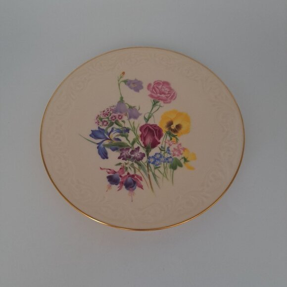 Lenox Special Floral Plate 8" Vintage Ceramic With Gold Trim - Picture 2 of 6